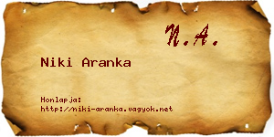 Niki Aranka névjegykártya